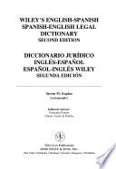 libro Diccionario Jurídico Inglés Español, Español Inglés Wiley