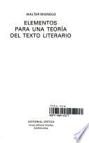 libro Elementos Para Una Teoría Del Texto Literario