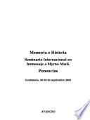 libro Memoria E Historia
