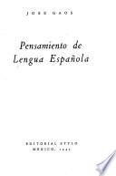 libro Pensamiento De Lengua Española