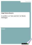 libro Lo Político En “sein Und Zeit” De Martin Heidegger