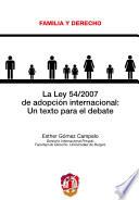 libro La Ley 54/2007 De Adopción Internacional