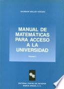 libro Manual De Matemáticas Para Acceso A La Universidad
