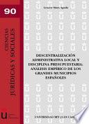 libro Descentralización Administrativa Local Y Disciplina Presupuestaria