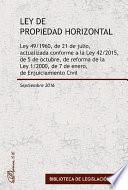 libro Ley De Propiedad Horizontal. Ley 49/1960, De 21 De Julio, Actualizada Conforme A La Ley 42/2015, De 5 De Octubre, De Reforma De La Ley 1/2000, De 7 De Enero, De Enjuiciamiento Civil